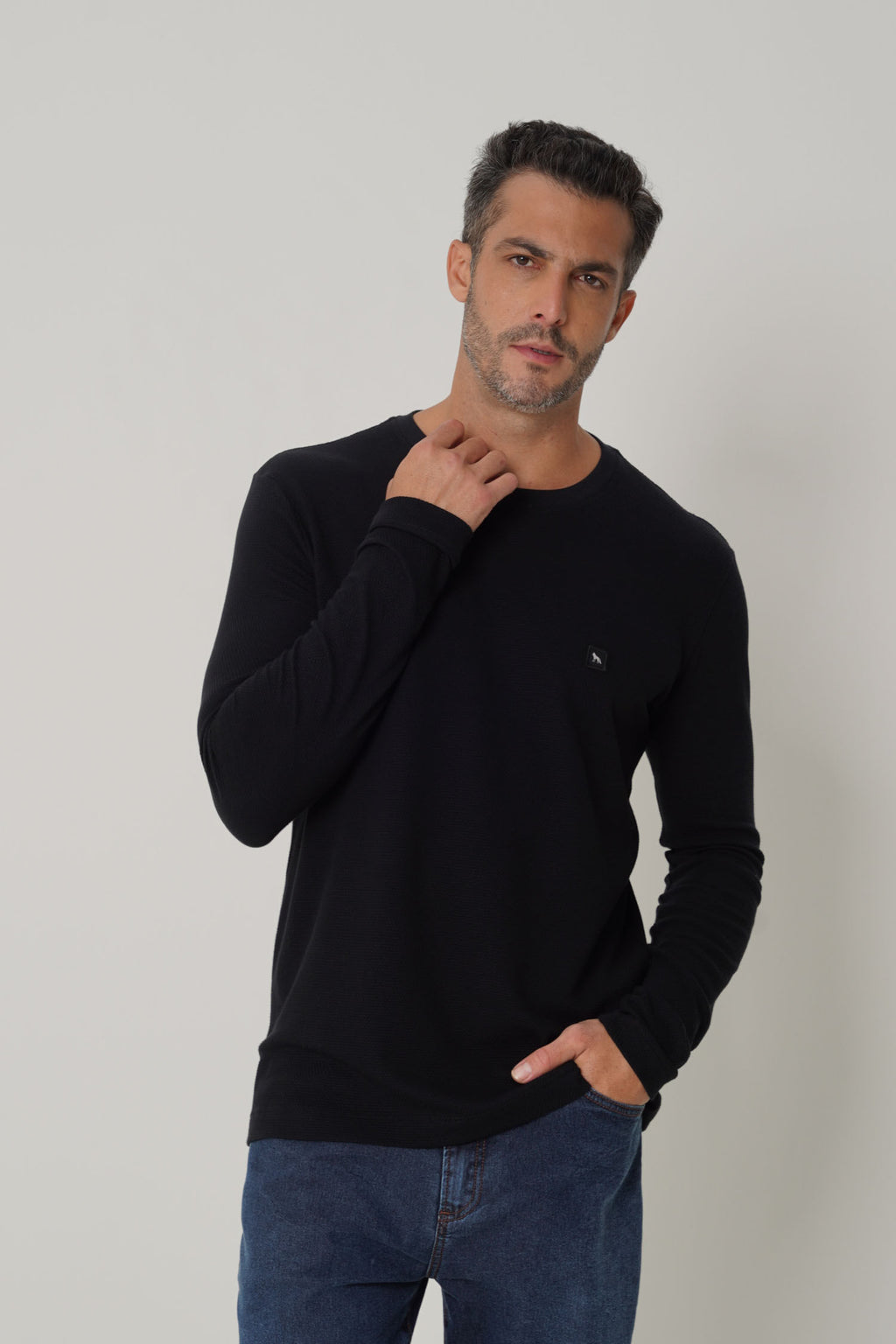 Camiseta Manga Longa Masculina Acostamento Preto