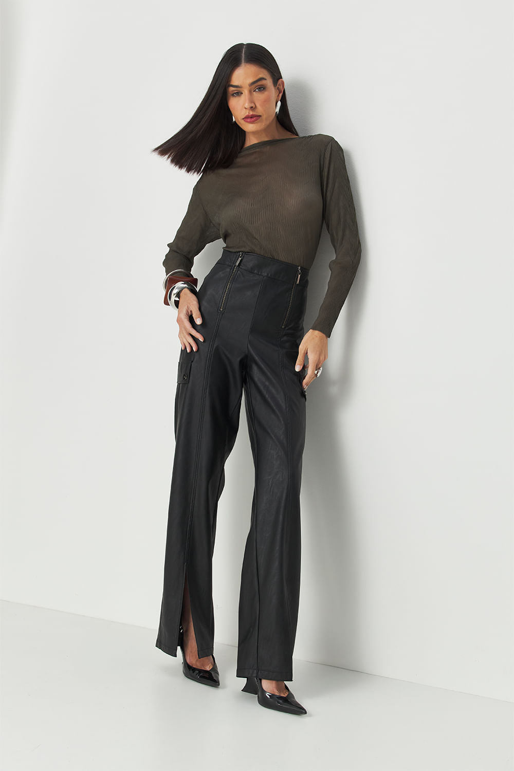 Calça PU Moderna ACT Feminino Preto