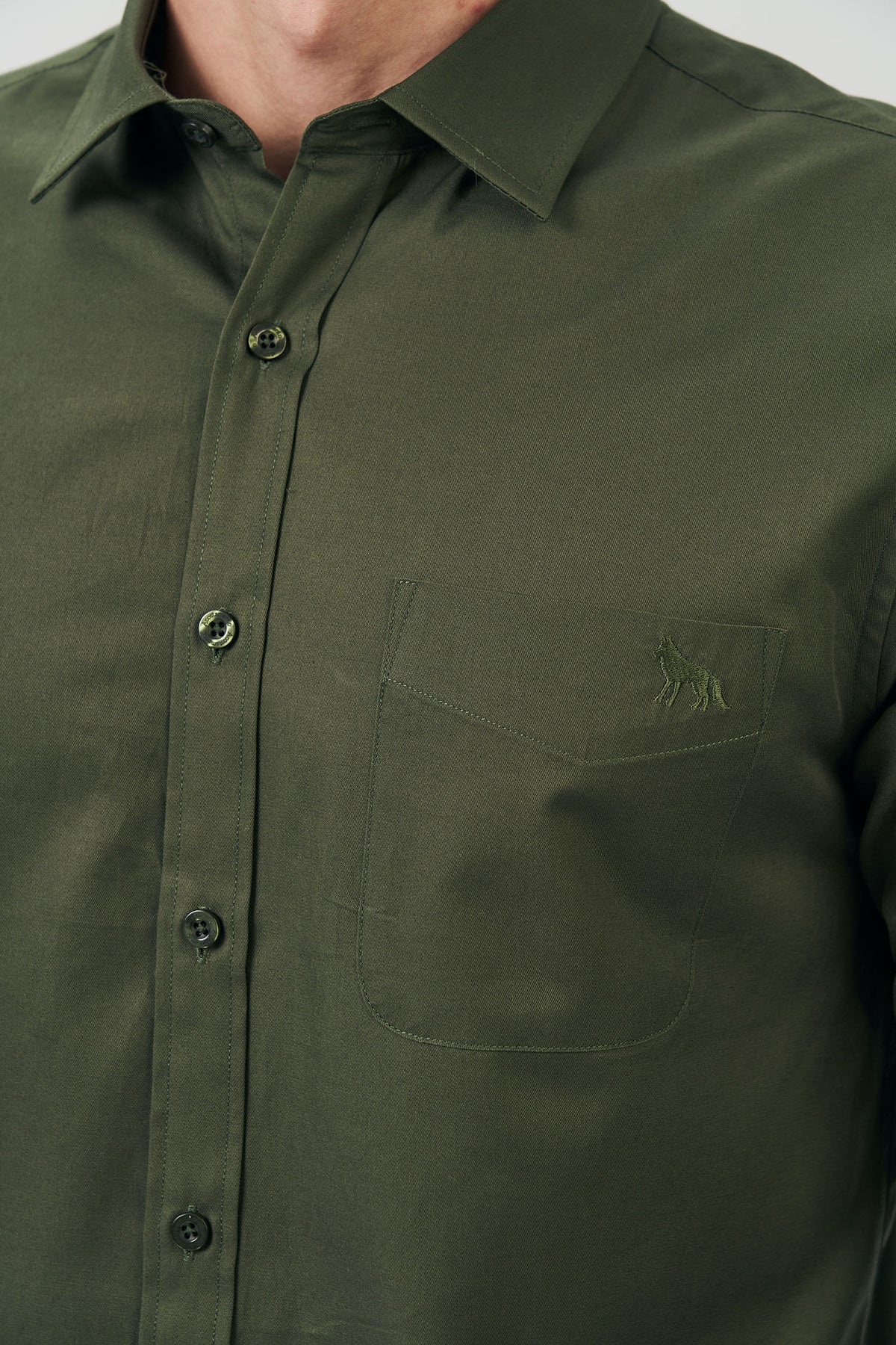 Camisa Manga Longa Scrivania Masculina Acostamento Verde Escuro