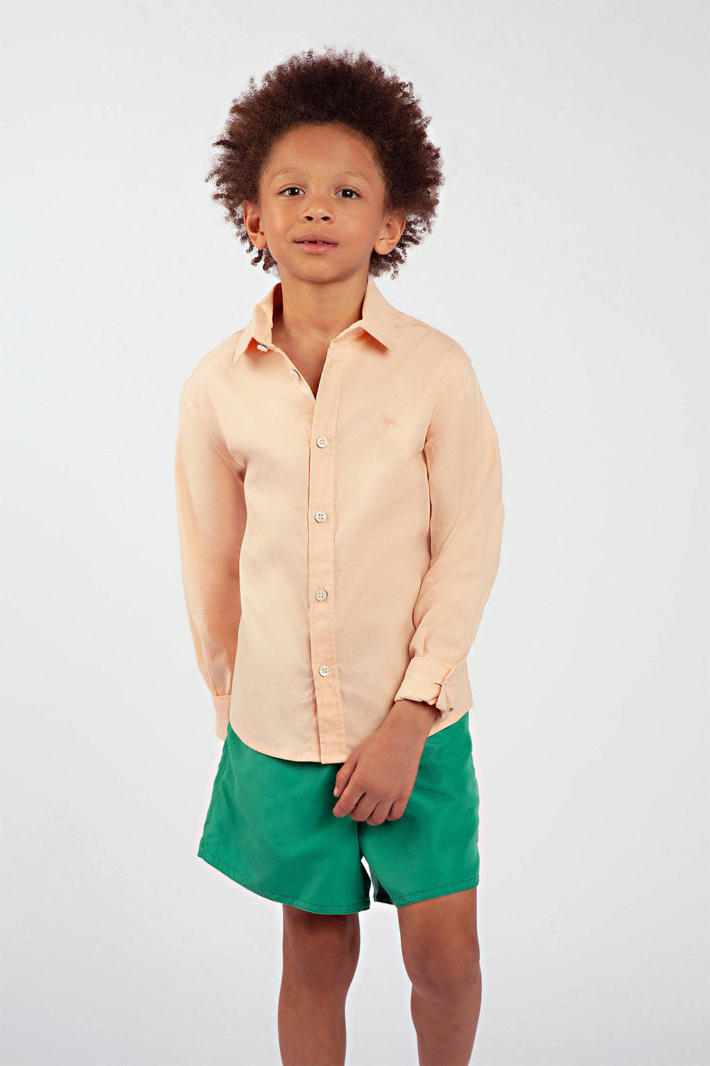 Camisa Slim Menino Acostamento Kids Salmao
