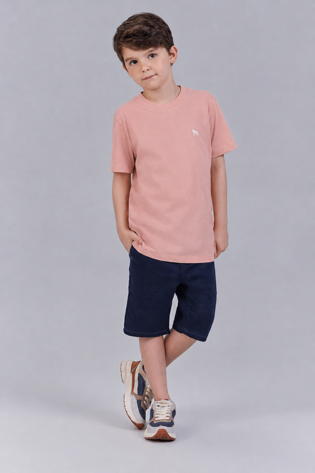 Camiseta Casual Menino Acostamento Kids Rosa