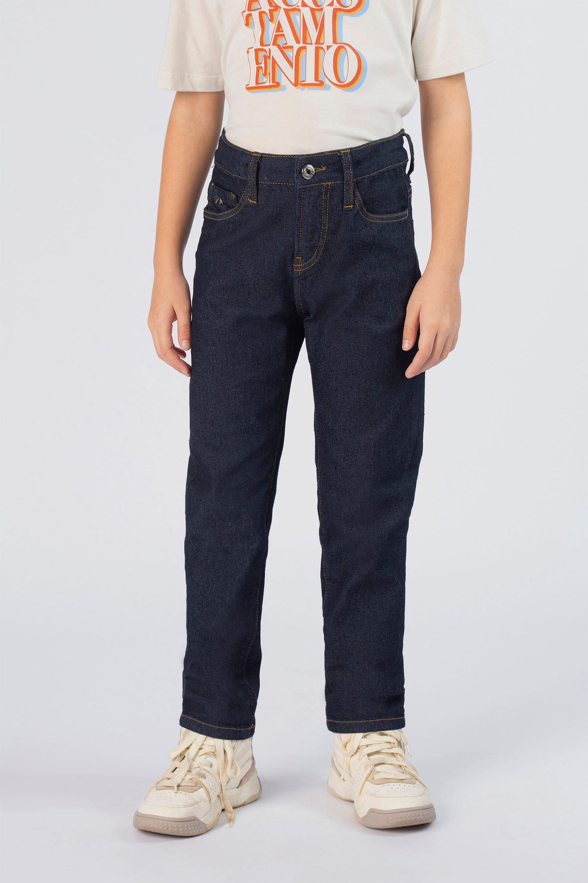 Calça Jeans Rock Menino Acostamento Kids Jeans Escuro