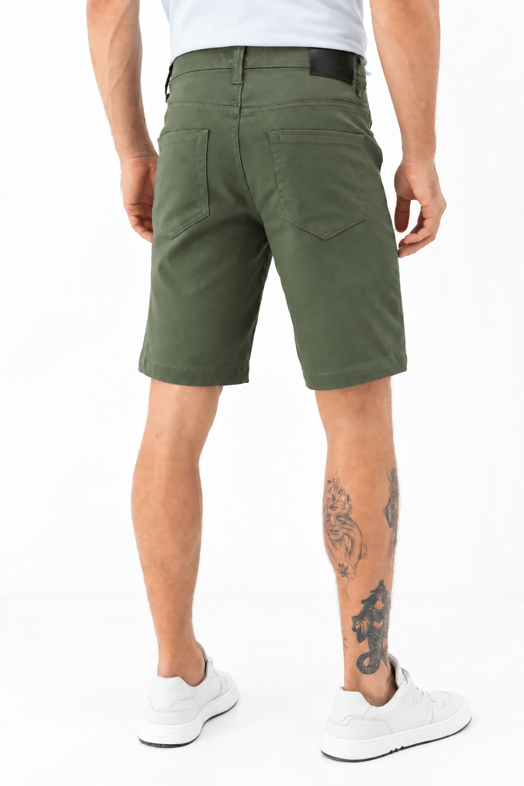 Bermuda Sarja Casual Masculina Acostamento Verde Militar