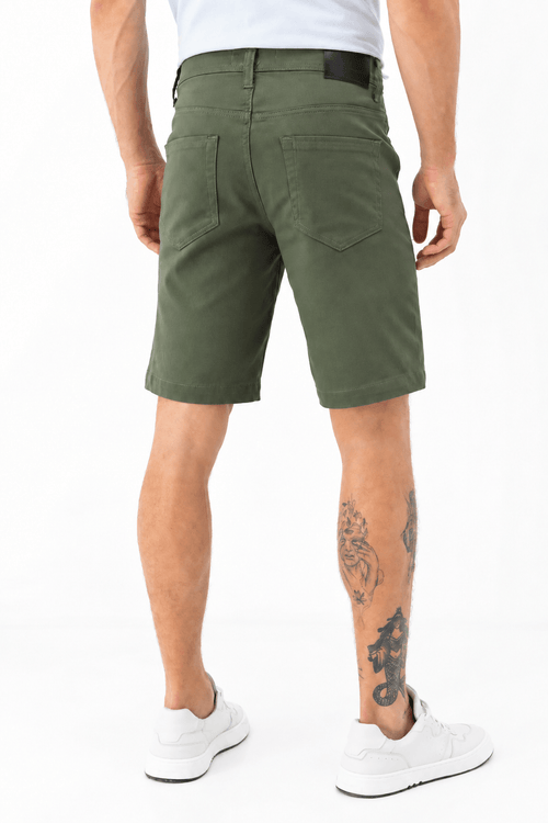 Bermuda Sarja Casual Masculina Acostamento Verde Militar
