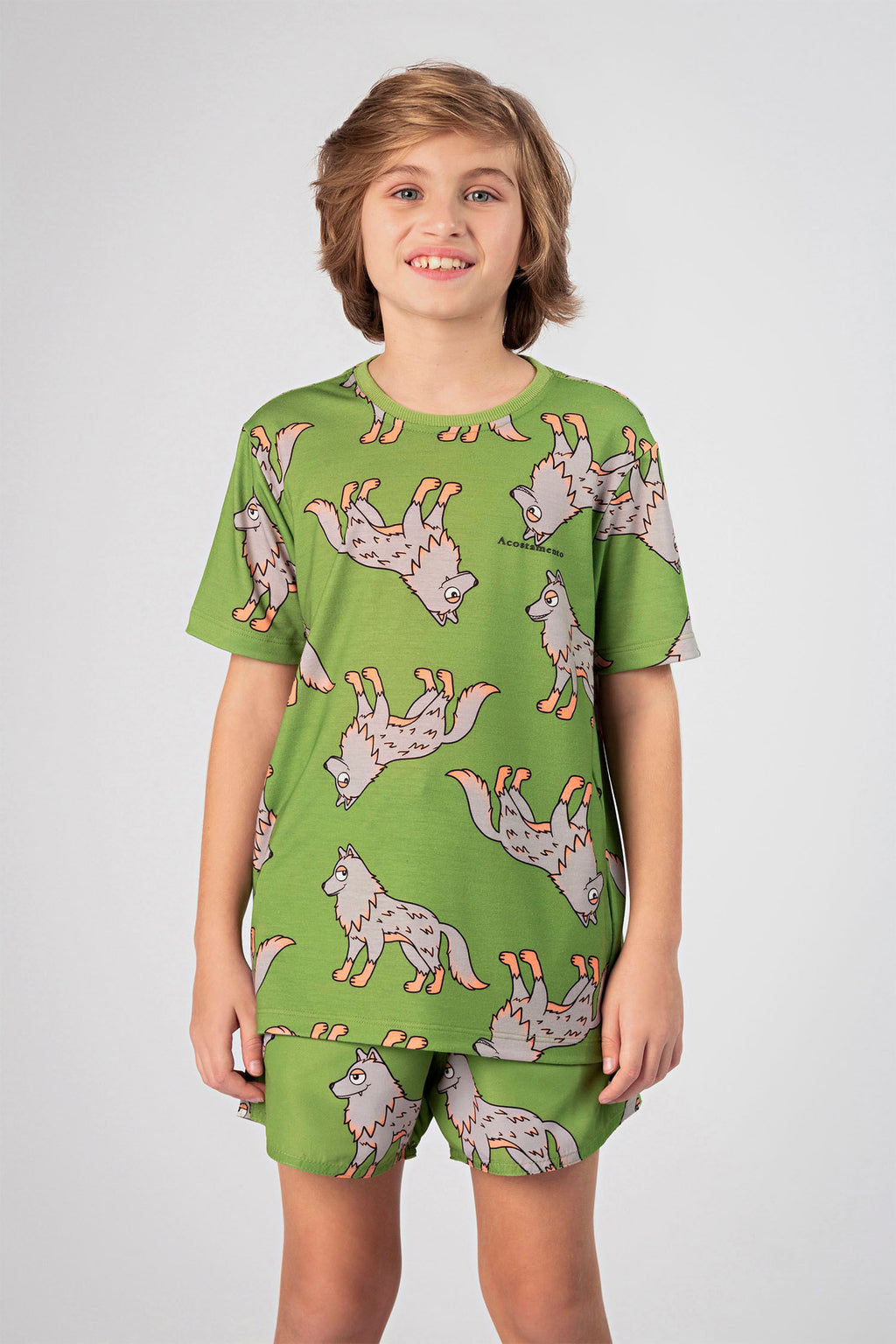 Camiseta Multi Lobos Menino Acostamento Kids Wolfpack Colors