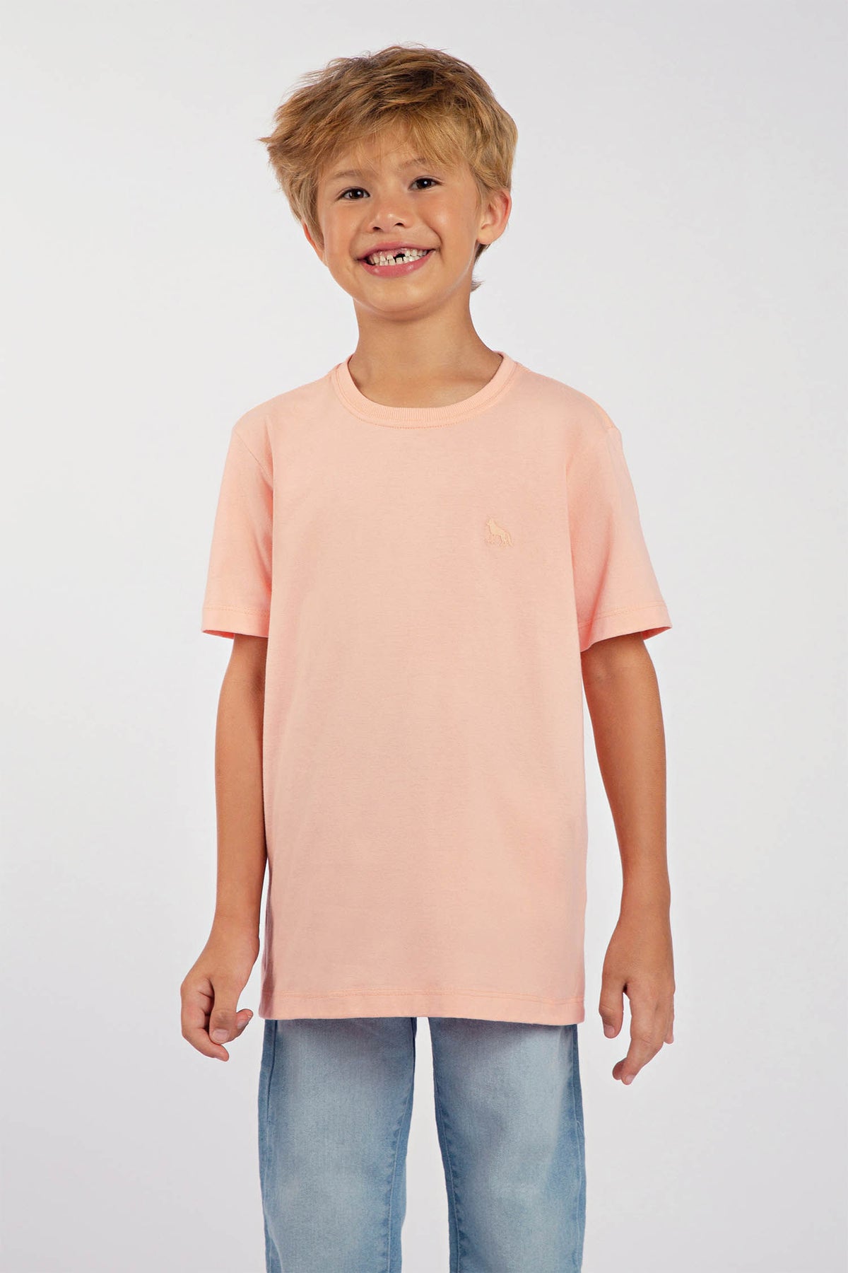 Camiseta Básica Menino Acostamento Kids Rosa Guava