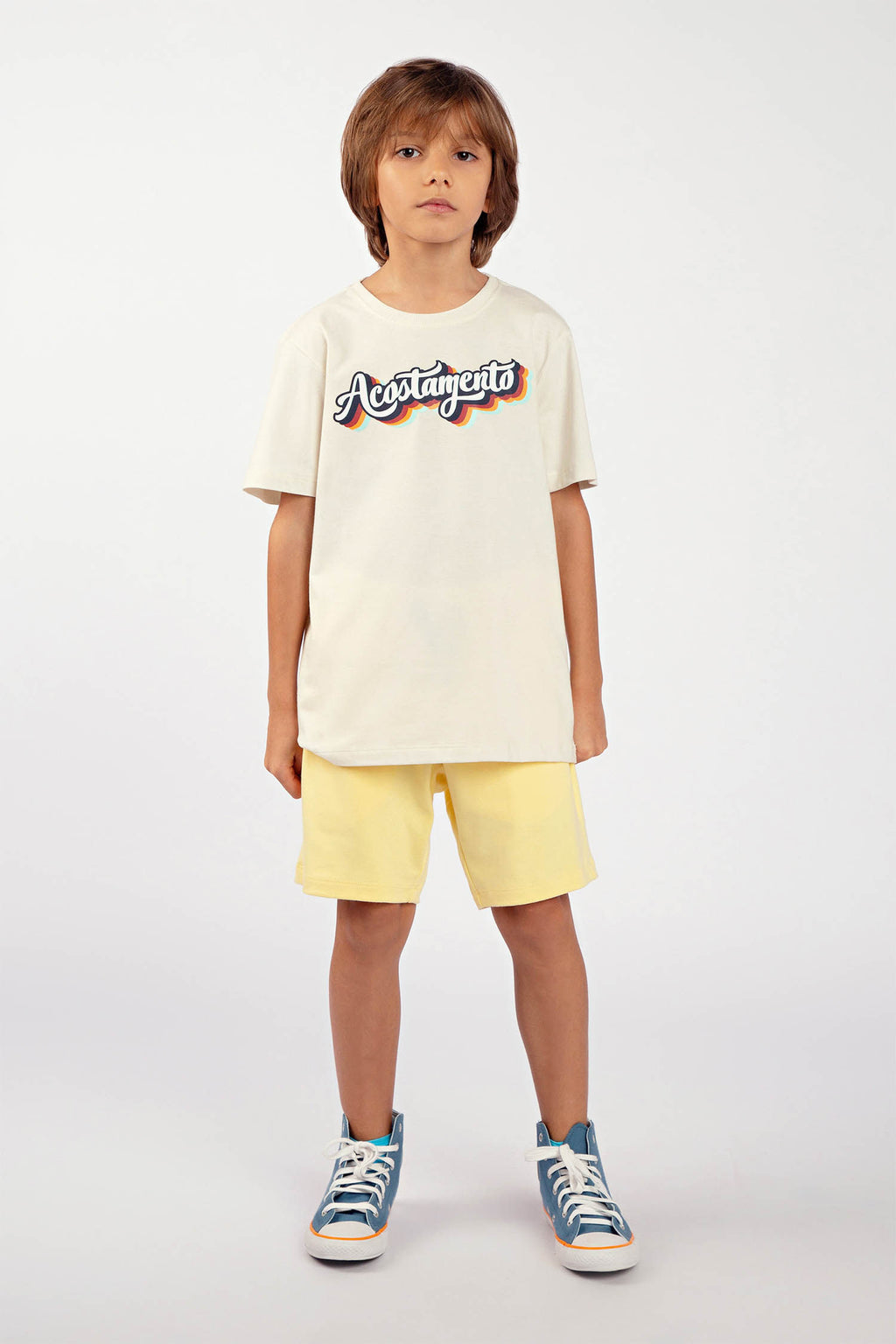 Camiseta Cores Menino Acostamento Kids Off White