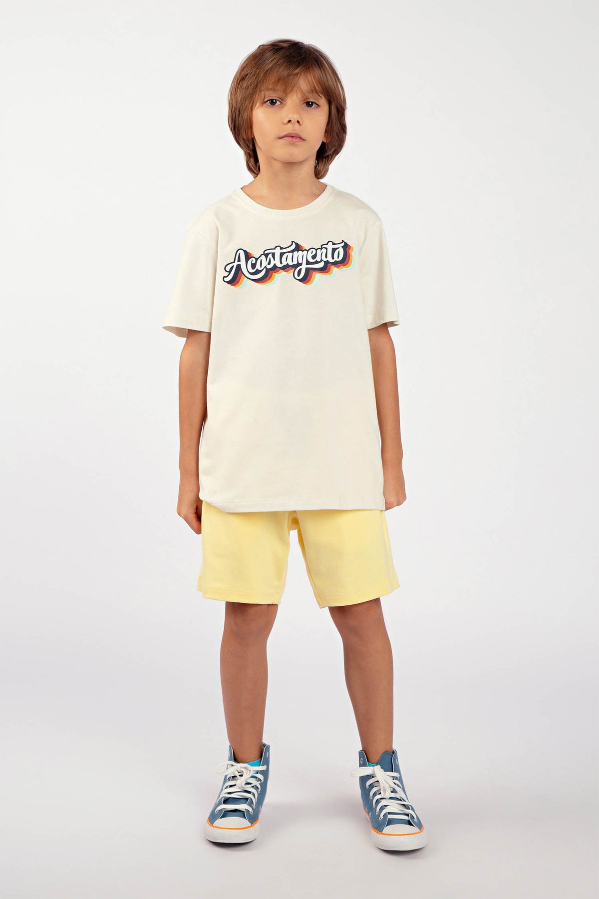Camiseta Cores Menino Acostamento Kids Off White