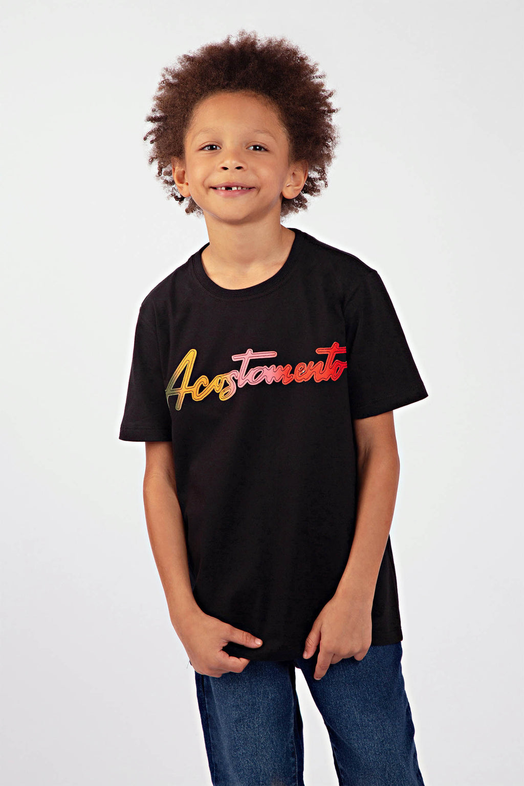 Camiseta Lettering Menino Acostamento Kids Preto