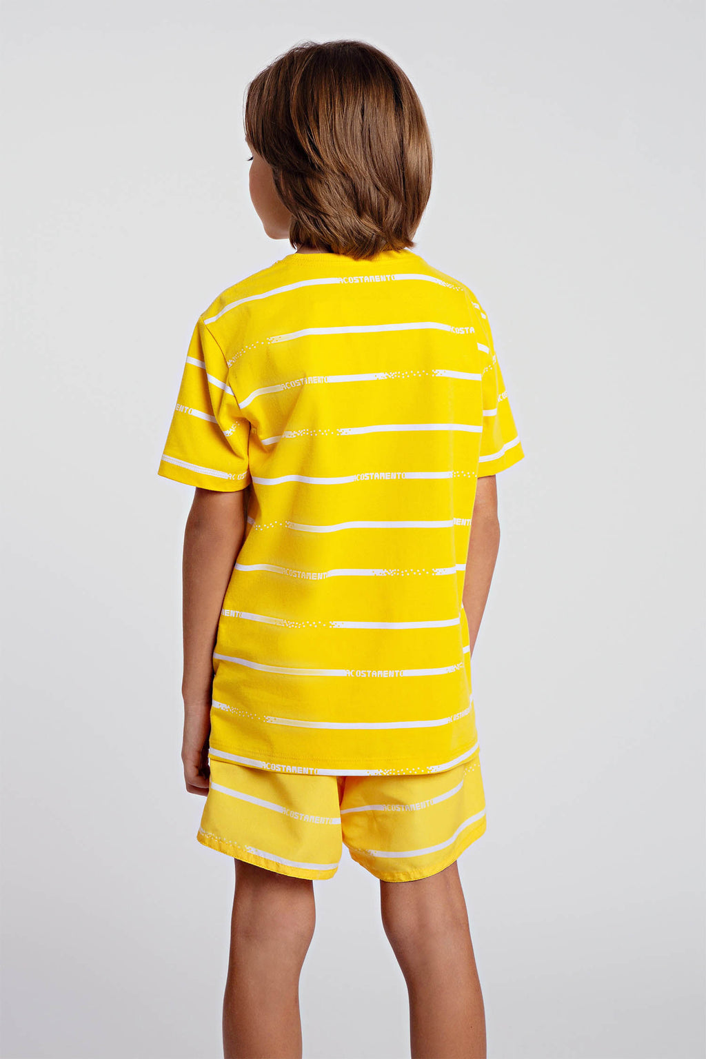 Camiseta Listrada Menino Acostamento Kids Amarelo Polen