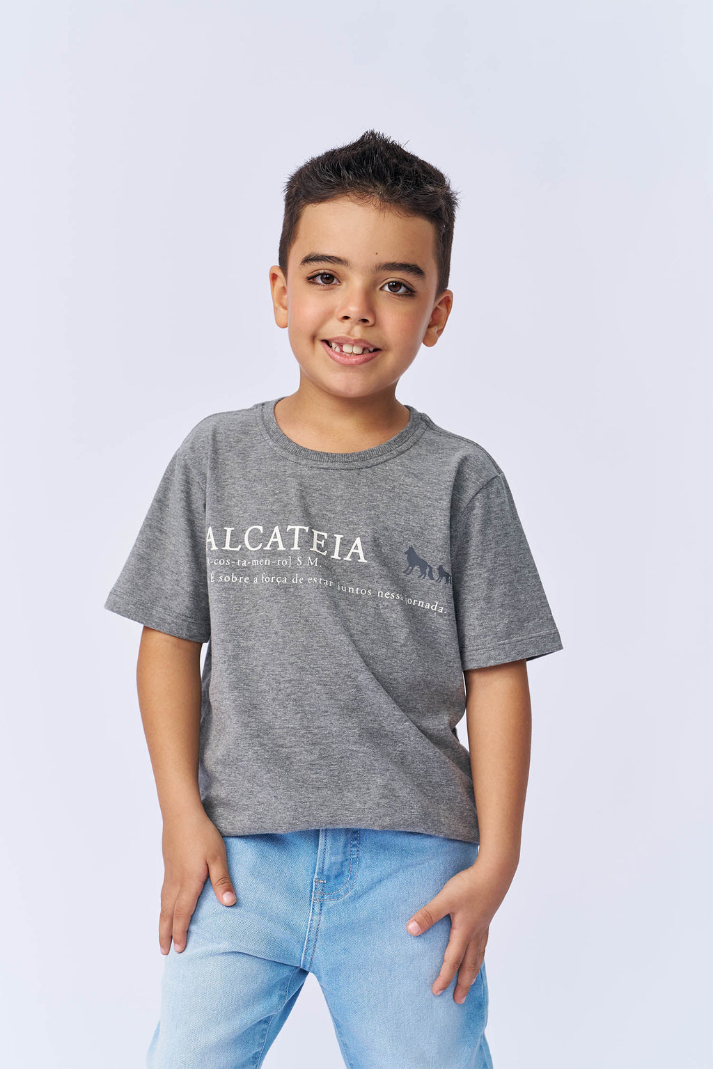 Camiseta Alcateia Menino Acostamento Kids Mescla Grafite