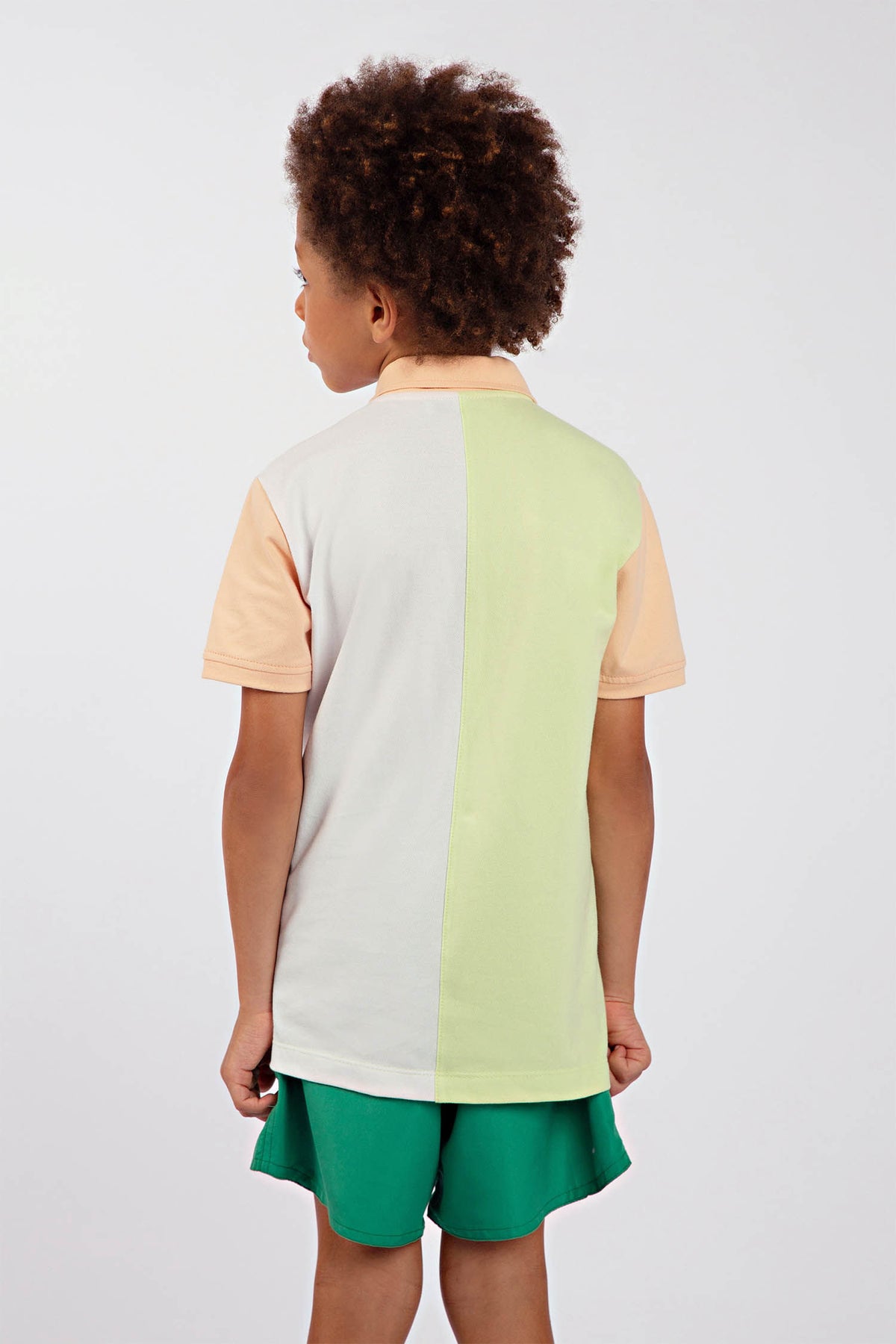 Polo Three Color Menino Acostamento Kids Verde Capim Limao C/ Recortes Colors