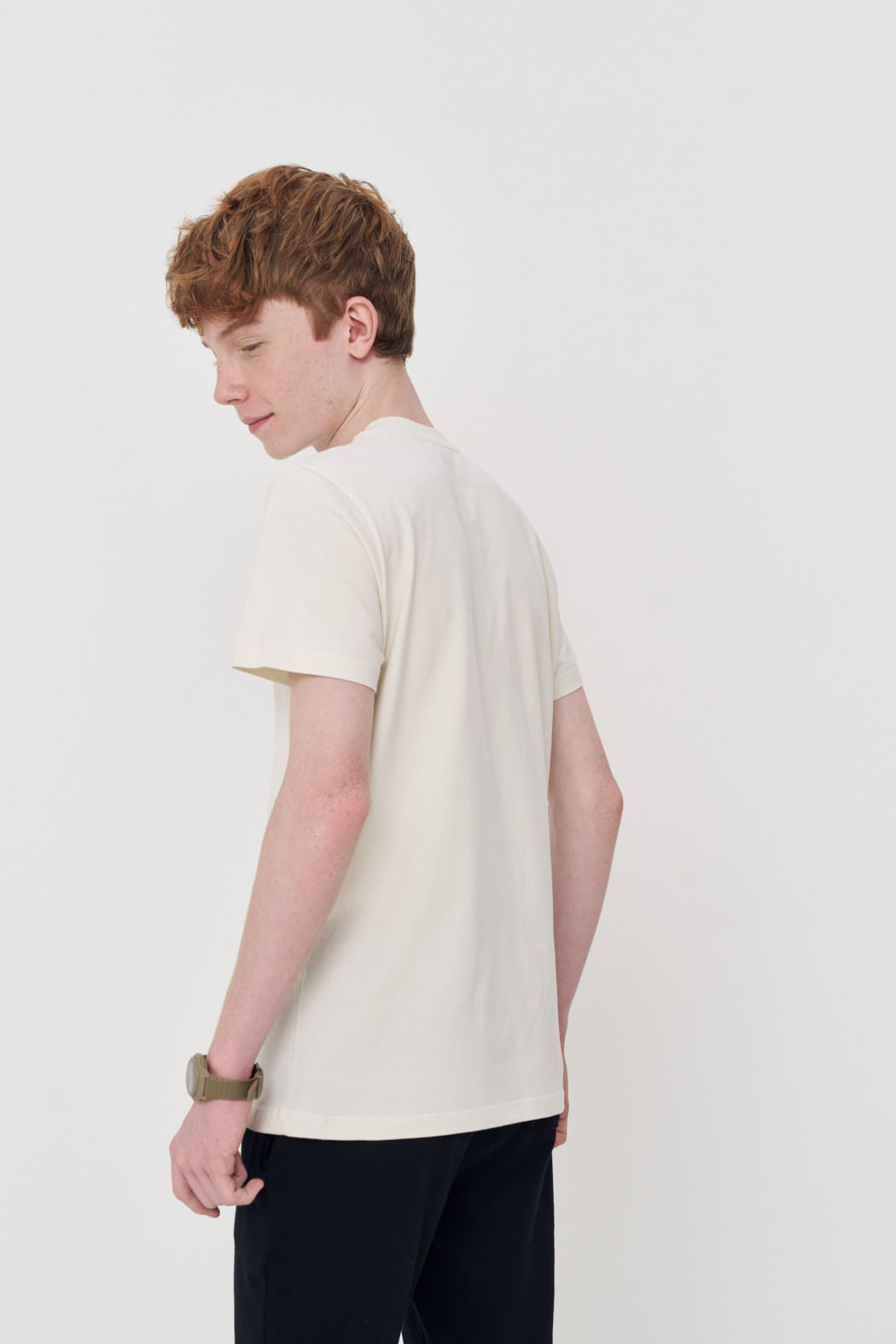 Camiseta Casual Estampada Menino Acostamento Next Off White Marfim