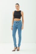 Calça Jeans Skinny Cintura Alta ACT Feminina Jeans Intermediario