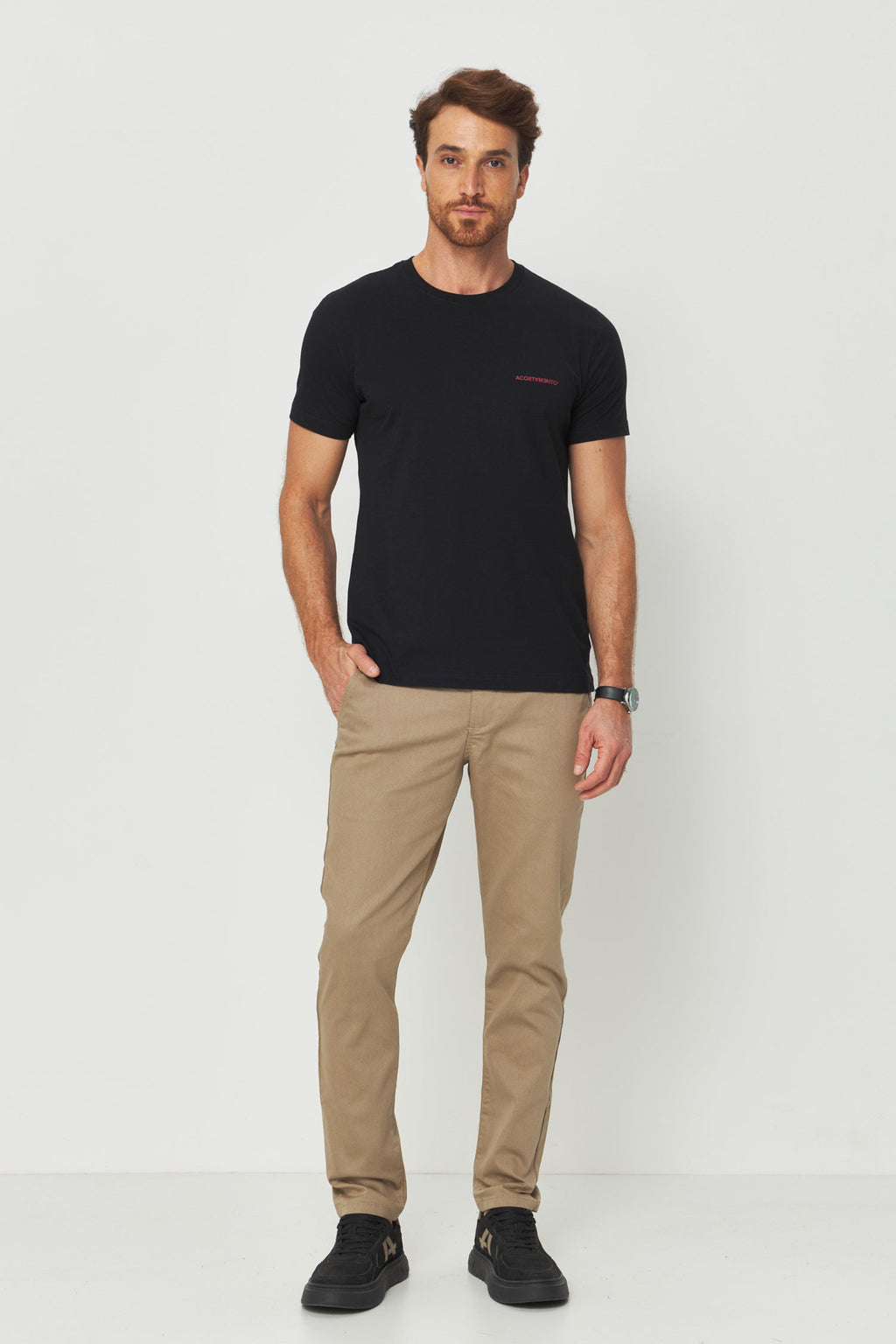 Calça Sarja Casual Masculina Acostamento Caqui