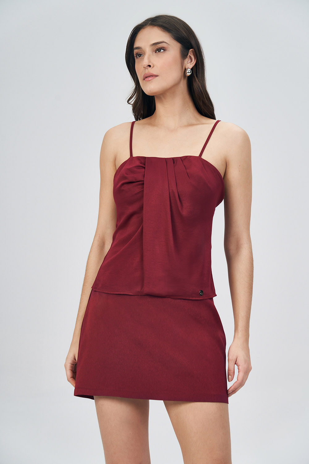 Blusa Lux Drapeada Feminina Acostamento Berry