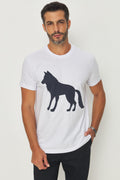 Camiseta Estampa Lobo Frontal Masculino Acostamento Branco C/ Estp Marinho