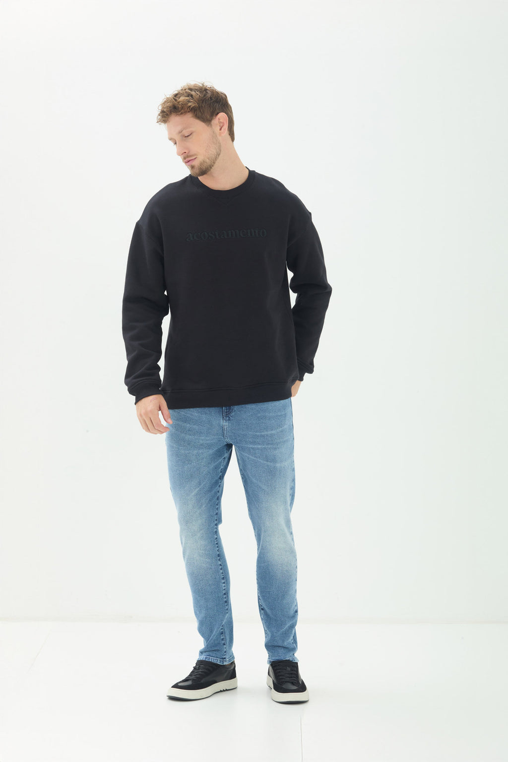 Calça Jeans Skinny Moderna Masculina Acostamento Jeans Claro