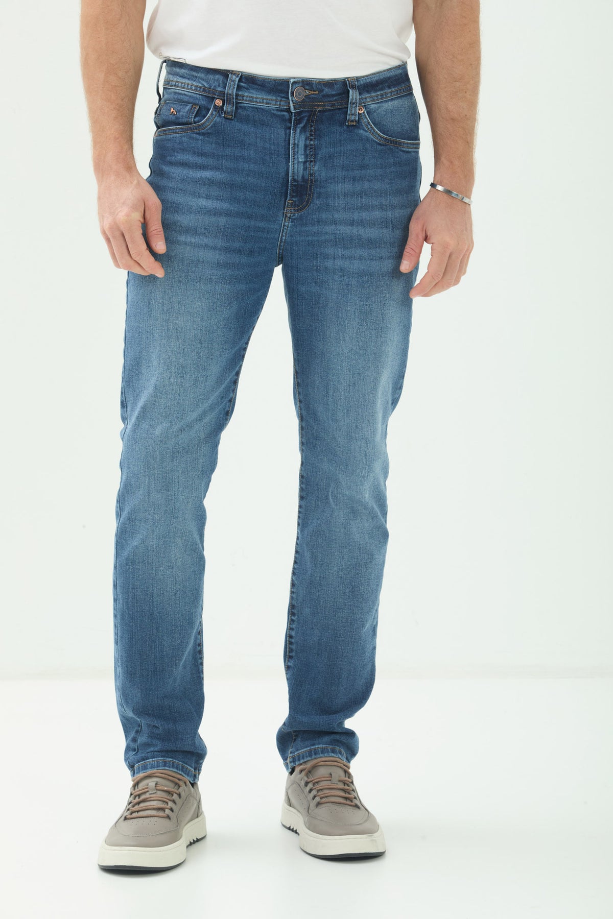 Calça Jeans Rock Casual Masculina Acostamento Jeans Escuro