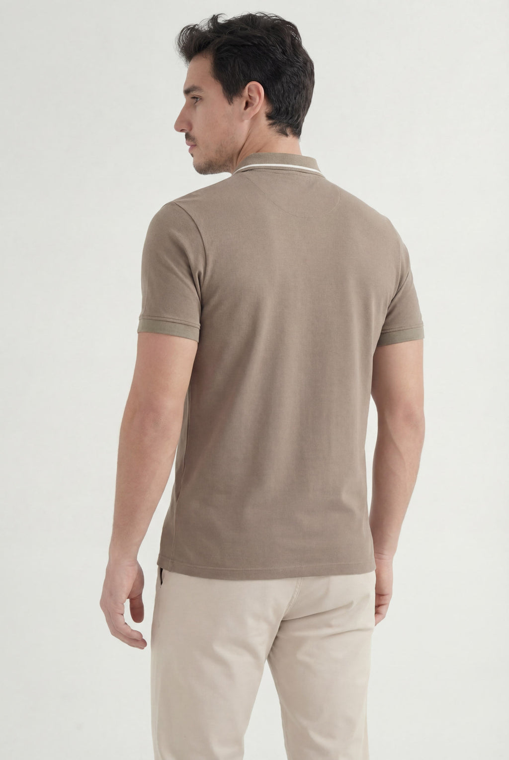 Polo Com Zíper Masculino Acostamento Capuccino