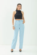 Calça Jeans Straight Cintura Alta ACT Feminina Jeans Claro