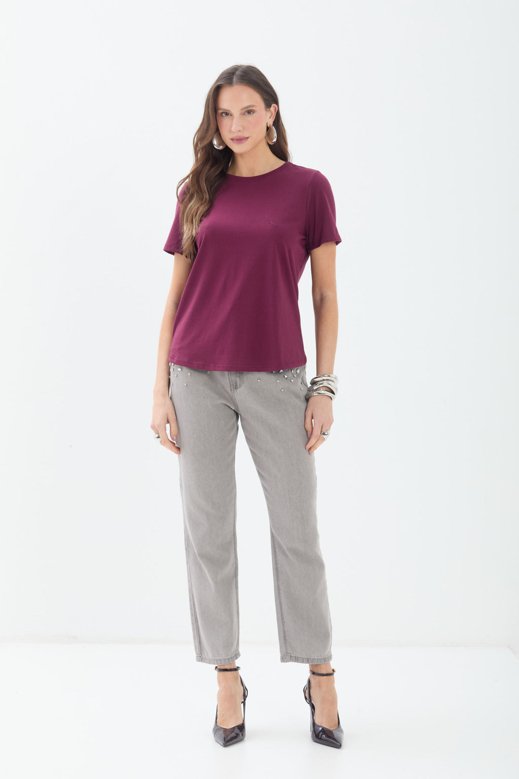 T-Shirt Básica Moderna ACT Feminina Deep Ruby