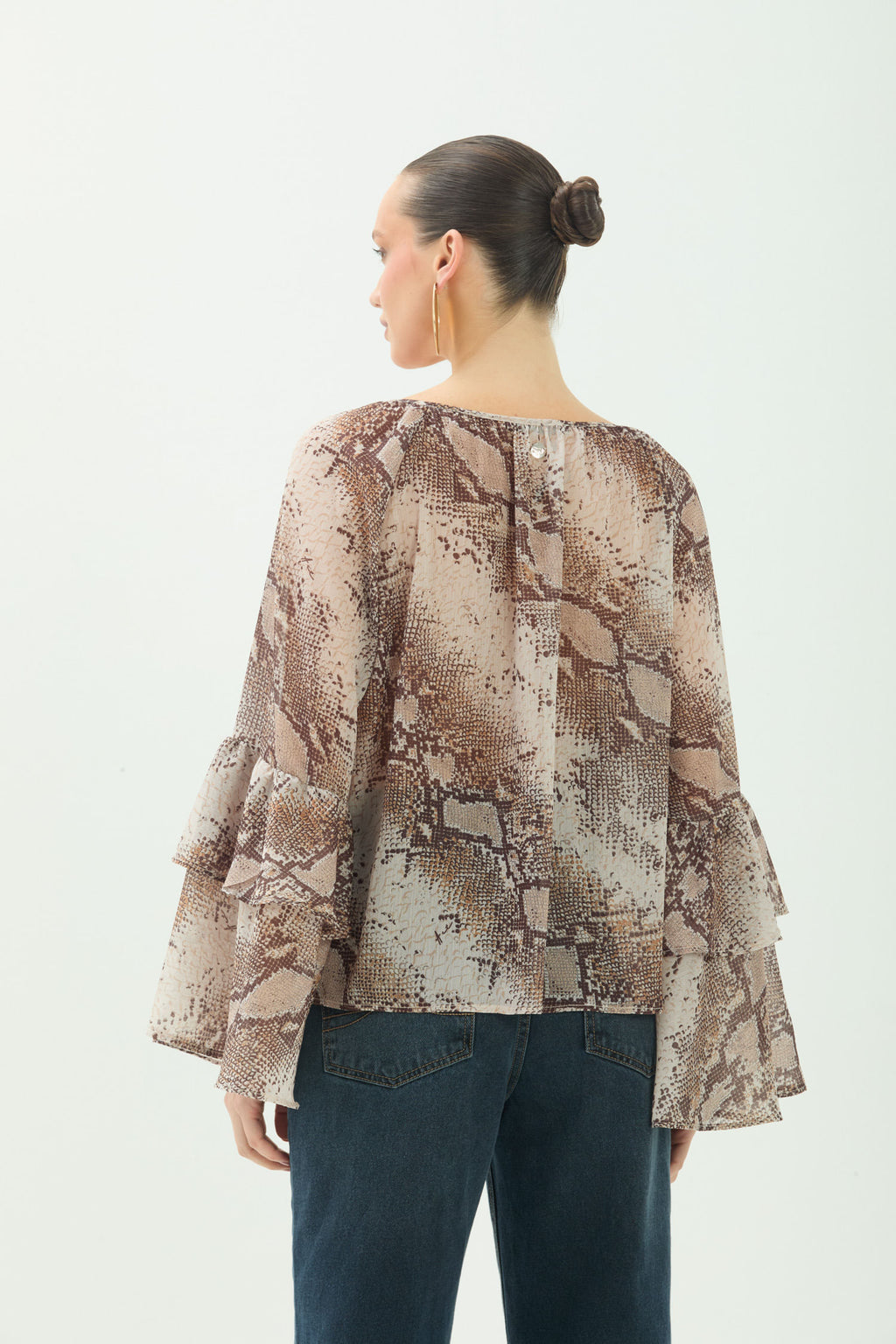 Blusa Manga Longa Fluida ACT Feminina Snake Skin