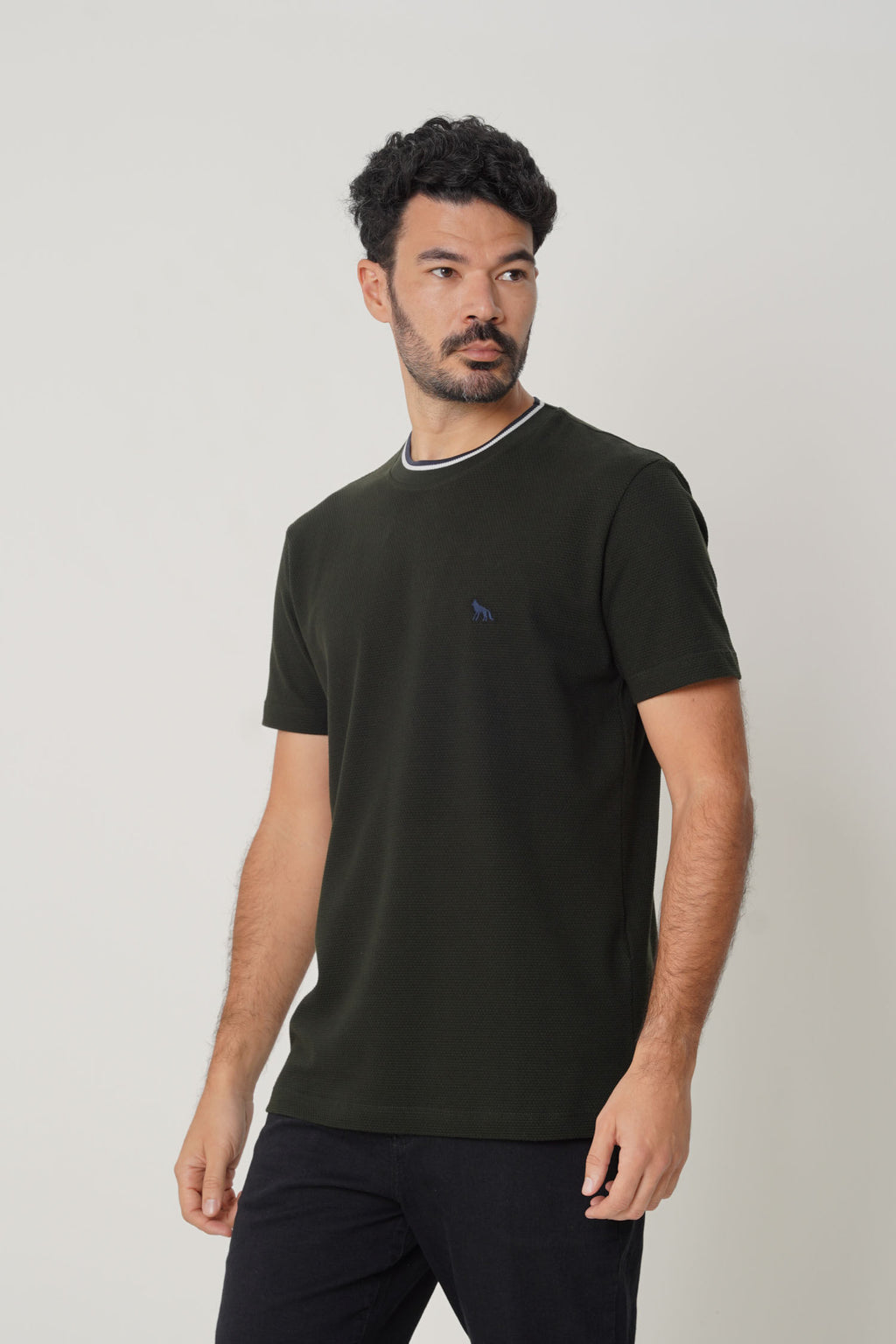 Camiseta Casual Com Bordado Masculina Acostamento Verde Folhagem