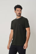 Camiseta Casual Com Bordado Masculina Acostamento Verde Folhagem