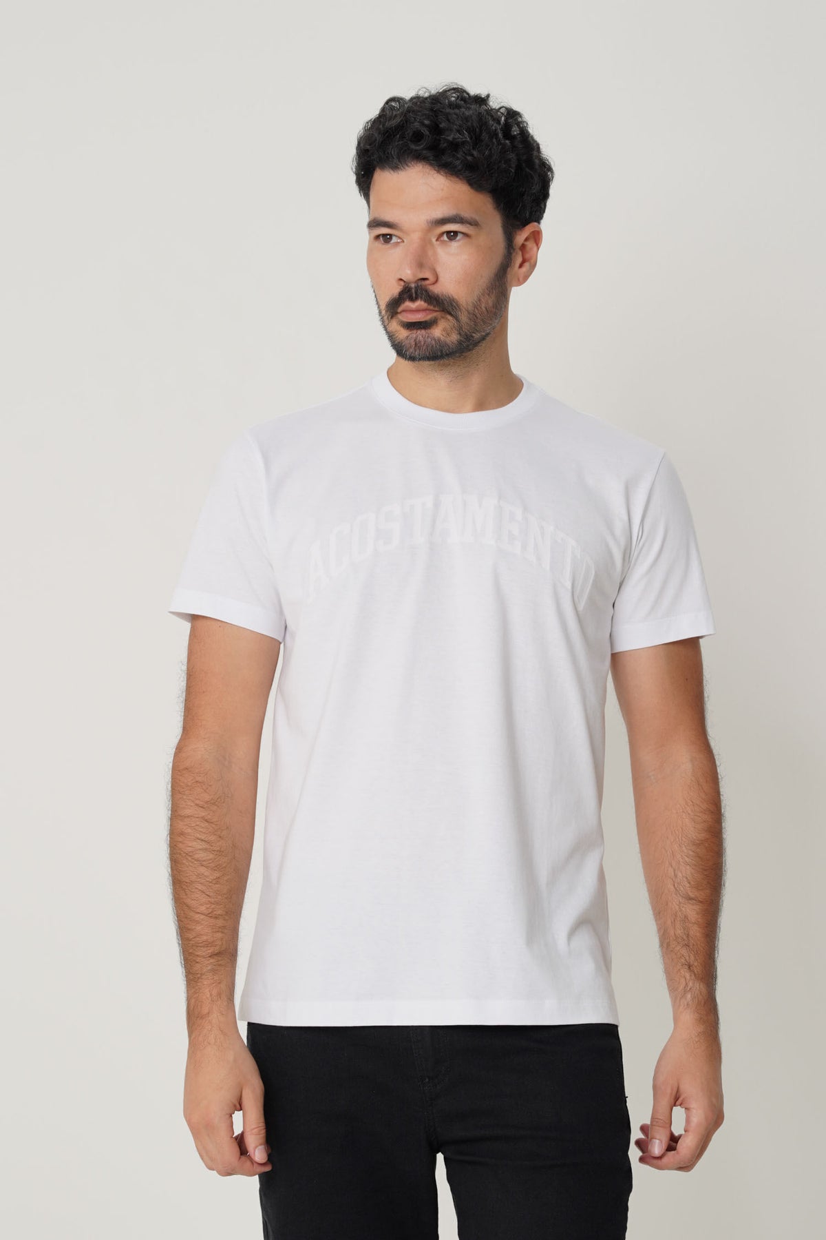 Camiseta Casual Graphic Masculina Acostamento Branco