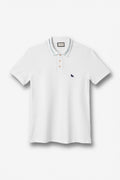 Polo Bordada Com Elastano Masculina Acostamento Branco