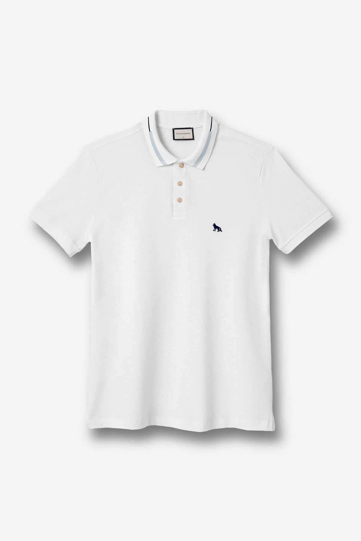 Polo Bordada Com Elastano Masculina Acostamento Branco