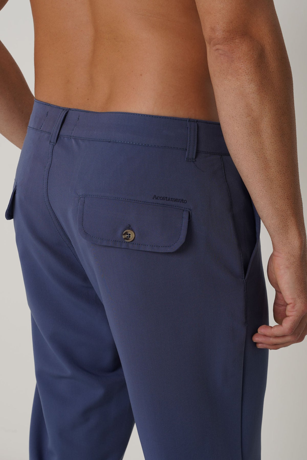 Calça Alfaiataria Clássica Masculina Acostamento Azul