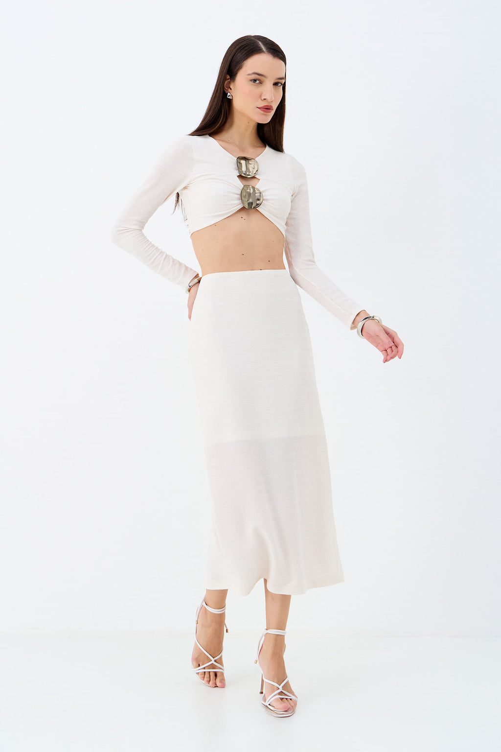 Conjunto Blusa e Saia Celebration ACT Feminino Off White