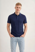 Polo Casual Bordada Masculina Acostamento Marinho