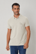 Polo Com Elastano Bordada Masculina Acostamento Off White