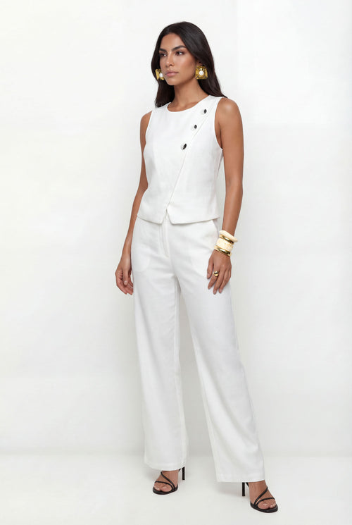 Blusa Com Aviamento No Busto ACT Feminina Off White