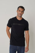Camiseta Casual Estampada Masculina Acostamento Preto