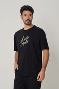 Camiseta Bigshirt Lettering Masculina Acostamento Preto