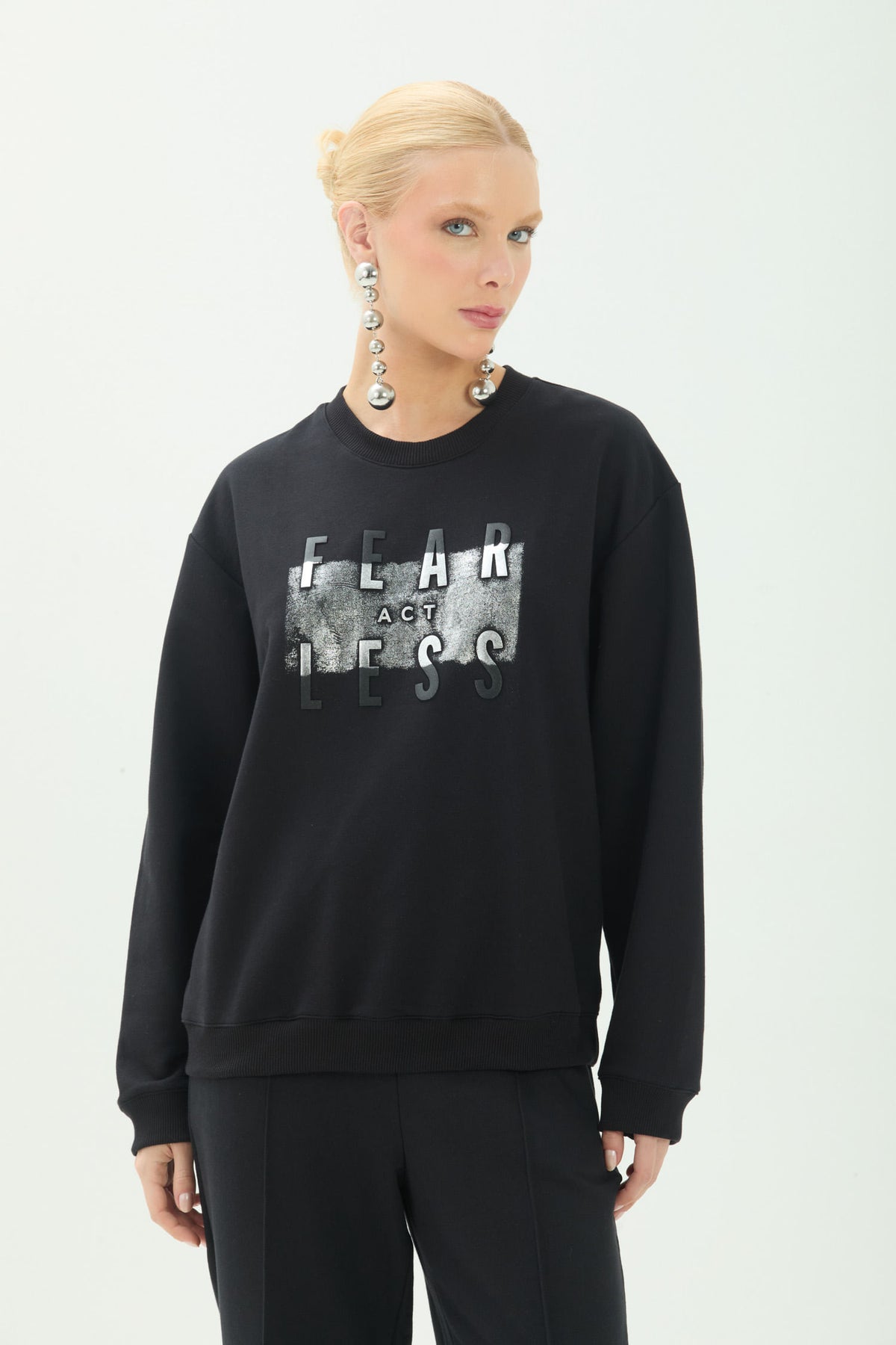 Blusão Moletom Com Estampa ACT Feminino Preto
