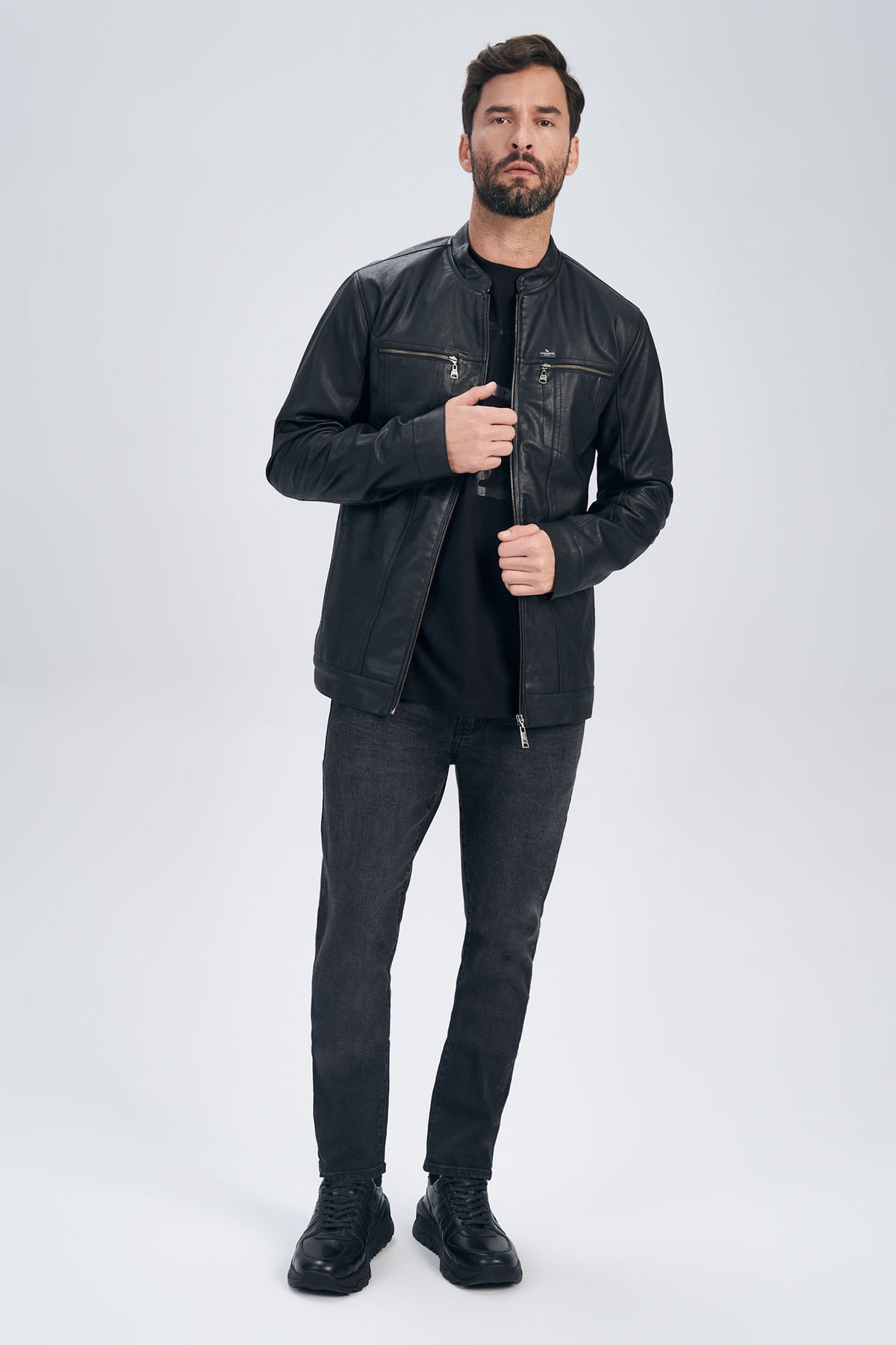 Jaqueta Biker PU Masculina Acostamento Camurca