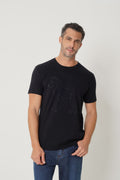 Camiseta Estampa Lobo Masculina Acostamento Preto