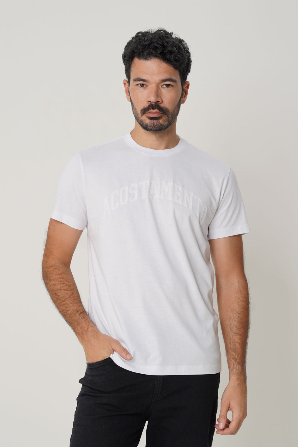 Camiseta Casual Graphic Masculina Acostamento Branco