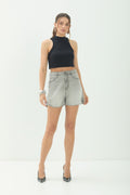 Shorts Jeans Mom Estonado ACT Feminino Jeans Claro
