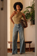 Calça Jeans Wide Cintura Média ACT Feminina Jeans Intermediario
