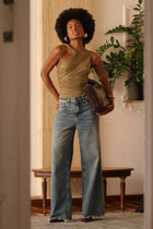 Calça Jeans Wide Cintura Média ACT Feminina Jeans Intermediario