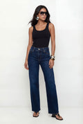 Calça Jeans Relaxed Cintura Média ACT Feminina Jeans Escuro