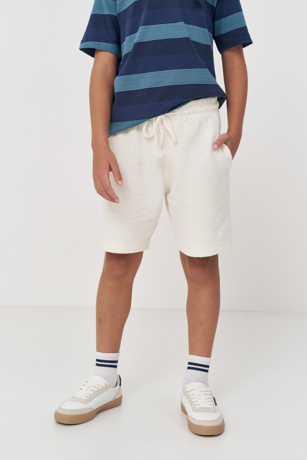 Bermuda Moletom Com Cordão Menino Acostamento Next Off White