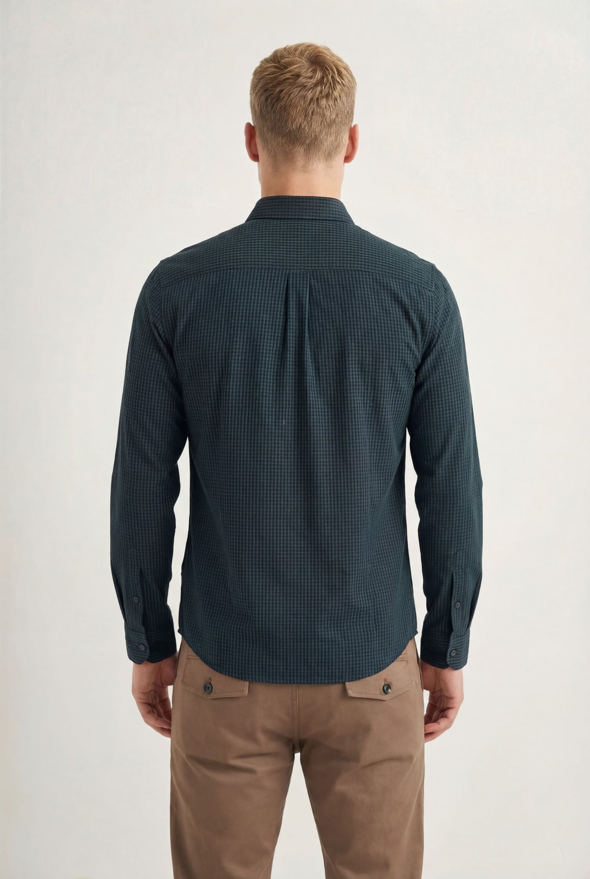 Camisa Manga Longa Scrivania Masculina Acostamento Vichy Verde Menta
