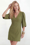 Vestido Curto Com Recortes ACT Feminino Fresh Olive